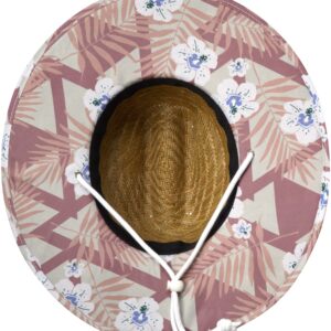 Hurley Women's Sun Hat - Medium Brim Real Straw Hats for Women with Chin Strap, Melon Tint