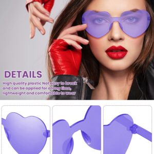 Weewooday 40 Pairs Heart Glasses Rimless Heart Shaped Frameless Sunglasses Transparent Sunglasses Tinted Eyewear(Purple)