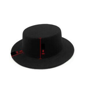 Classic Black Fedora Hats Flat Church Derby Caps Wide Brim Pork Pie Hats Fashion Bowler Cap for Wedding Party Performance