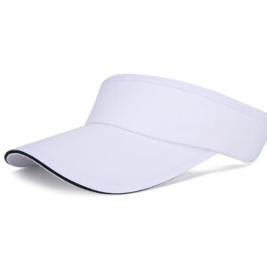 VOVCIG Adjustable Empty Top Sun Hat White Visors for Women Beach Sports Sun Hat Men Women Sun Sports Visor Hat (White)