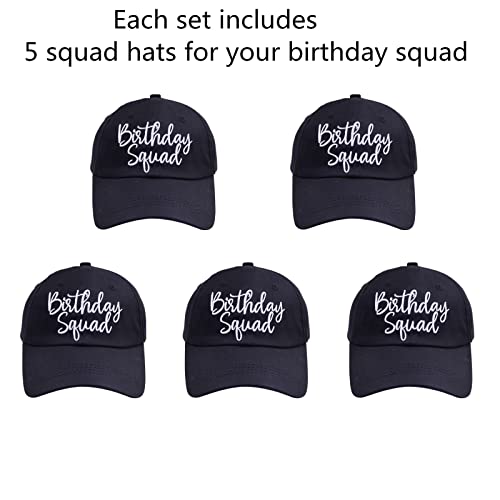 6 Pack Birthday Party Hats Funny Birthday Queen Squad Embroidery Adjustable Black Baseball Cap for Women