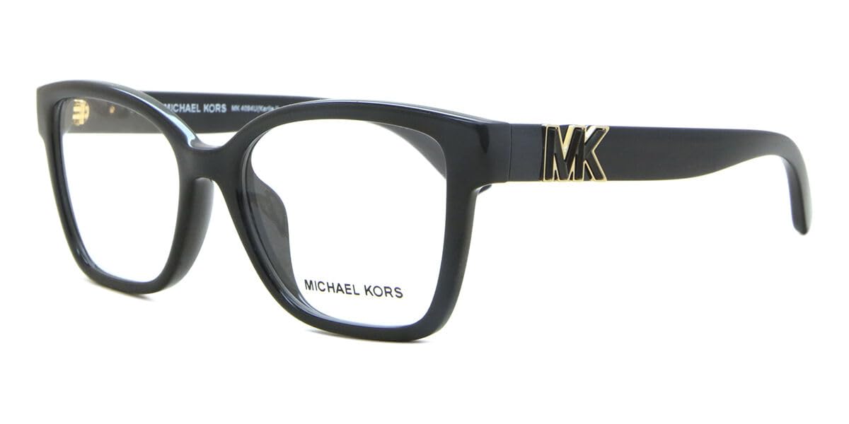 Michael Kors Eyewear Women's MK4094U Karlie I Universal Fit Square Prescription Eyewear Frames, Black/Demo Lens, 53 mm