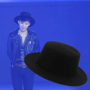 Classic Black Fedora Hats Flat Church Derby Caps Wide Brim Pork Pie Hats Fashion Bowler Cap for Wedding Party Performance