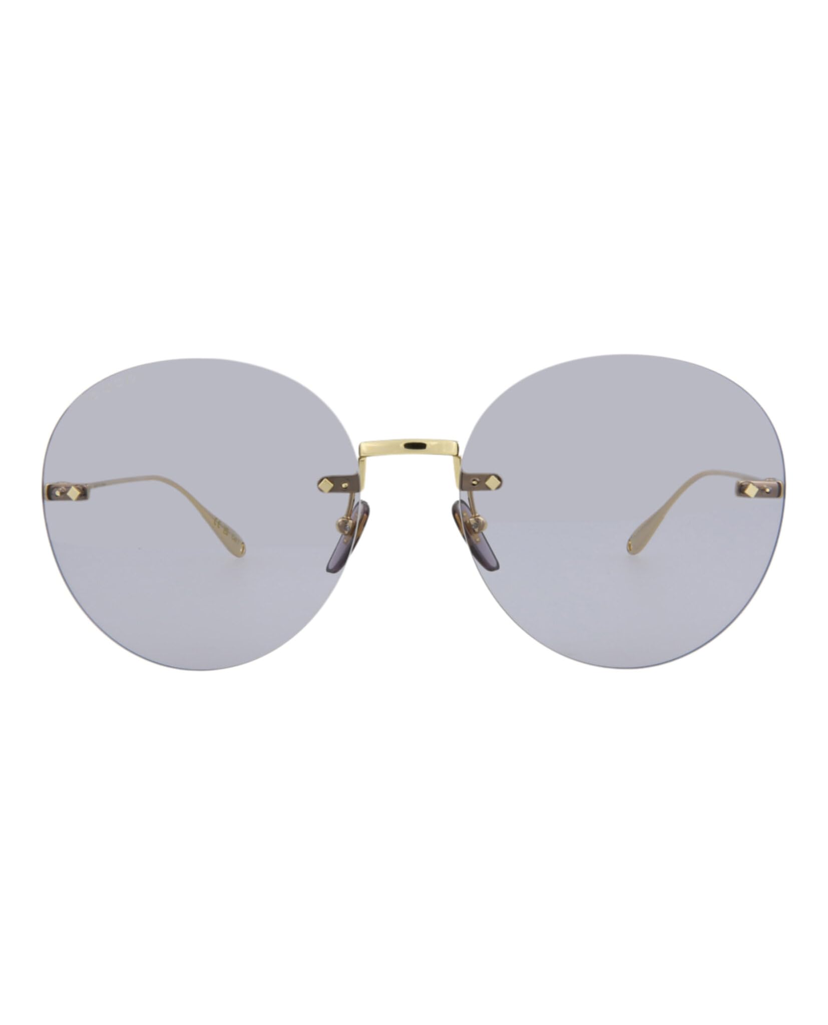 Gucci Round/Oval Sunglasses Gold Gold Violet Luxury Eyewear Made In Japan Metal Frame Designer Fashion for Everyday Luxury