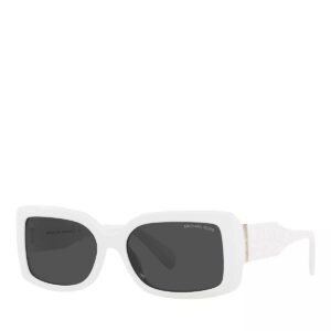 michael kors woman sunglasses optic white frame, dark grey solid lenses, 56mm