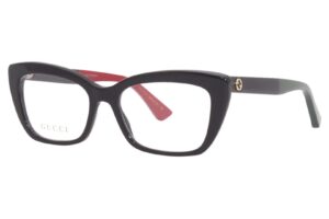 gucci petite fit eyeglasses gg0165on 003 black/red/green 51mm 165