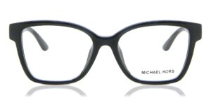 michael kors eyewear women's mk4094u karlie i universal fit square prescription eyewear frames, black/demo lens, 53 mm