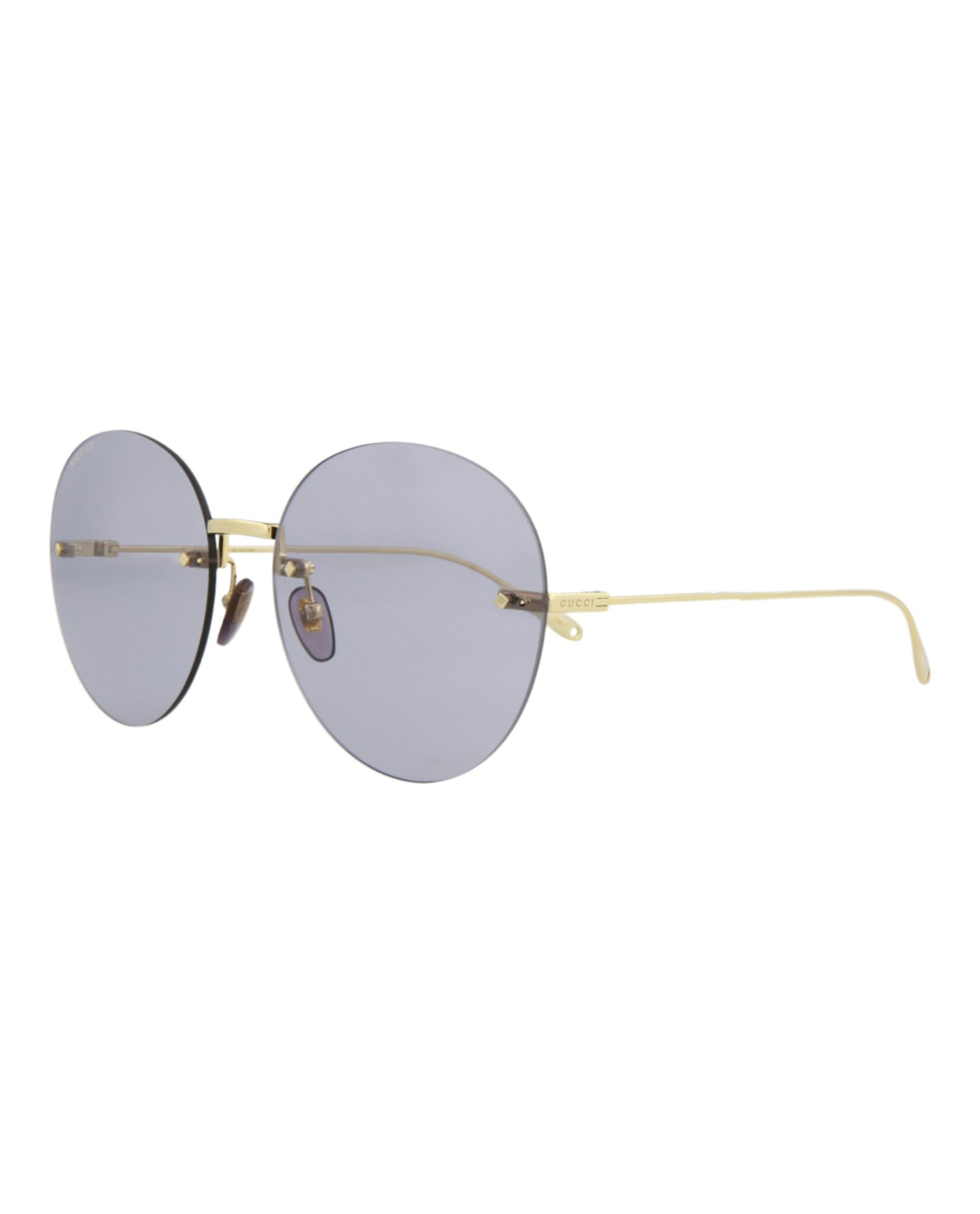 Gucci Round/Oval Sunglasses Gold Gold Violet Luxury Eyewear Made In Japan Metal Frame Designer Fashion for Everyday Luxury