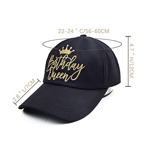 6 Pack Birthday Party Hats Funny Birthday Queen Squad Embroidery Adjustable Black Baseball Cap for Women