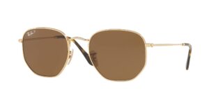 ray-ban rb3548n hexagonal sunglasses+ vision group accessories bundle (arista/crystal brown polarized(001/57), 51, millimeters)