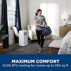 GE 6,100 BTU Portable Air Conditioner for Small Rooms up to 250 sq ft., 3-in-1 with Dehumidify, Fan and Auto Evaporation, Included Window Installation Kit