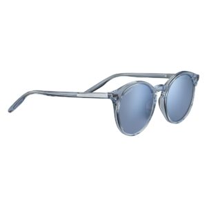 serengeti women's leonora polarized square sunglasses, shiny crystal blue, medium