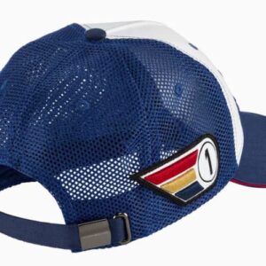 Porsche Racing Collection Baseball Cap 5-Panel Trucker Hat Blue and White Racing Apparel