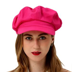 beylrzid women’s newsboy cap summer beret cap- 100% cotton 8 panels vintage cabbie hat- octagonal visor cap for women girls ladies gift hot pink