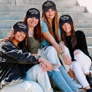 6 Pack Birthday Party Hats Funny Birthday Queen Squad Embroidery Adjustable Black Baseball Cap for Women