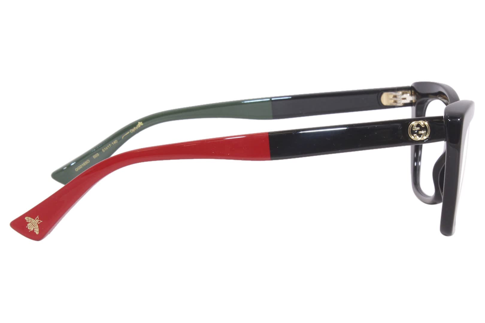 Gucci Petite Fit Eyeglasses GG0165ON 003 Black/Red/Green 51mm 165