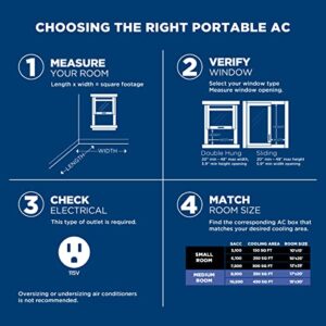 GE 6,100 BTU Portable Air Conditioner for Small Rooms up to 250 sq ft., 3-in-1 with Dehumidify, Fan and Auto Evaporation, Included Window Installation Kit