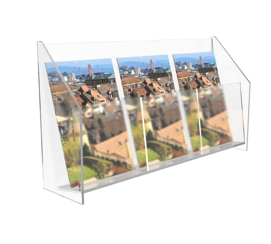 FixtureDisplays® 4 X 6 Post Card Greeting Card Notebook Display Slot Width 4.3" Clear Countertop 10853-CARD-NPF