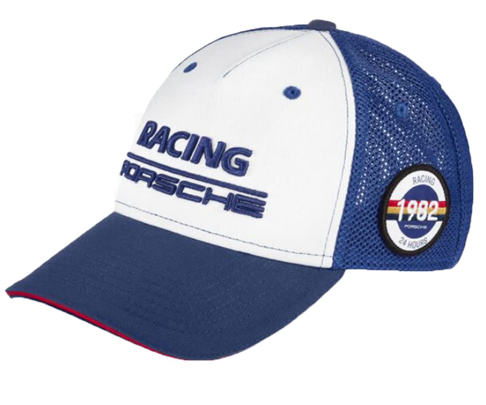 Porsche Racing Collection Baseball Cap 5-Panel Trucker Hat Blue and White Racing Apparel