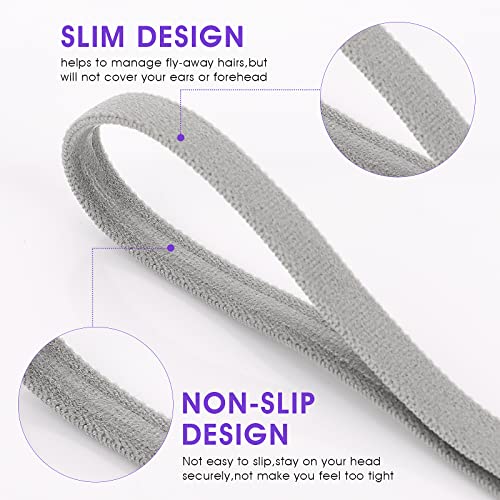 Sibba 4 Pieces Athletic Sports Headband Elastic Thin Hair Bands Non Slip Silicone Grip Skinny Yoga Exercise Soccer Sweatband Headwear for Boys Men Girls Women