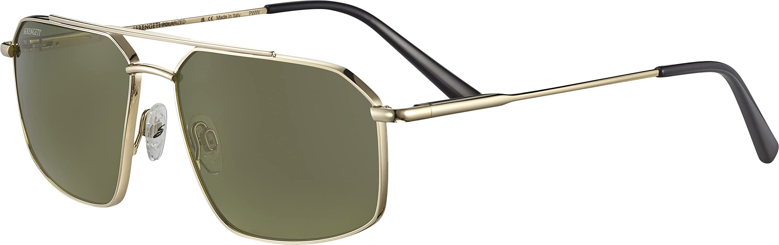 Serengeti Wayne Square Sunglasses, Shiny Light Gold/Mineral Non Polarized 555nm, One Size