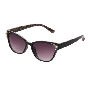 betsey johnson womens crystal queen sunglasses sunglasses, black/leopard, 53mm us