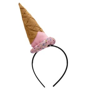 Nicky Bigs Novelties Unisex Adult Food Vendor Ice Cream Cone Mini Hat on Headband Parlor Costume Party Supplies