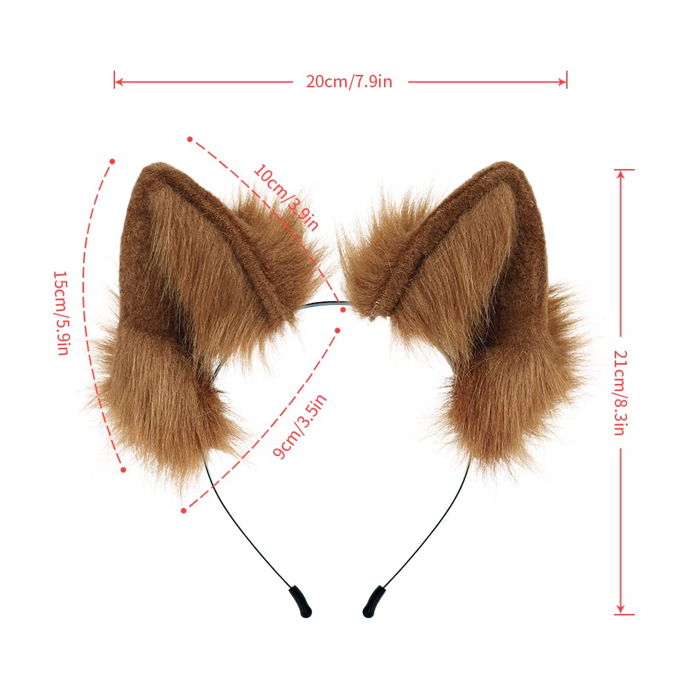 Adolala Furry Cat Wolf Fox Ears Headband Halloween Headwear Cosplay Costume Party for Women Girls