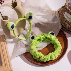 Cute Green Funny Frog Headband, Elastic Face Washing Hair Band and Turban Wrap