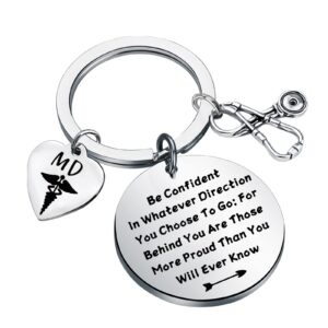 lqri md gifts keychain medical doctor gifts new doctor gifts md med medical school graduation gifts student doctor gifts (silver)