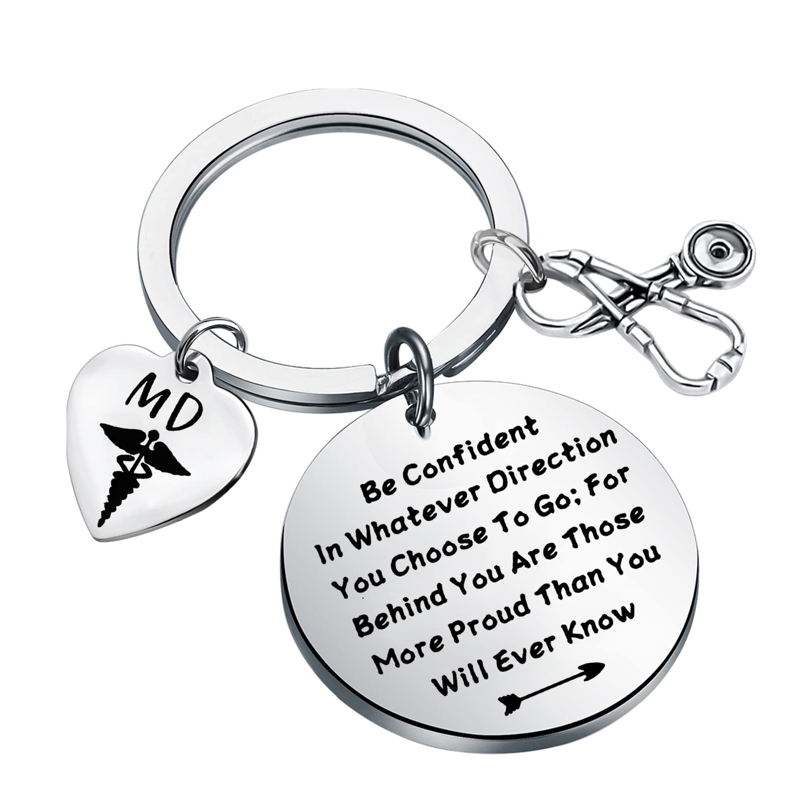 LQRI MD Gifts Keychain Medical Doctor Gifts New Doctor Gifts MD Med Medical School Graduation Gifts Student Doctor Gifts (silver)