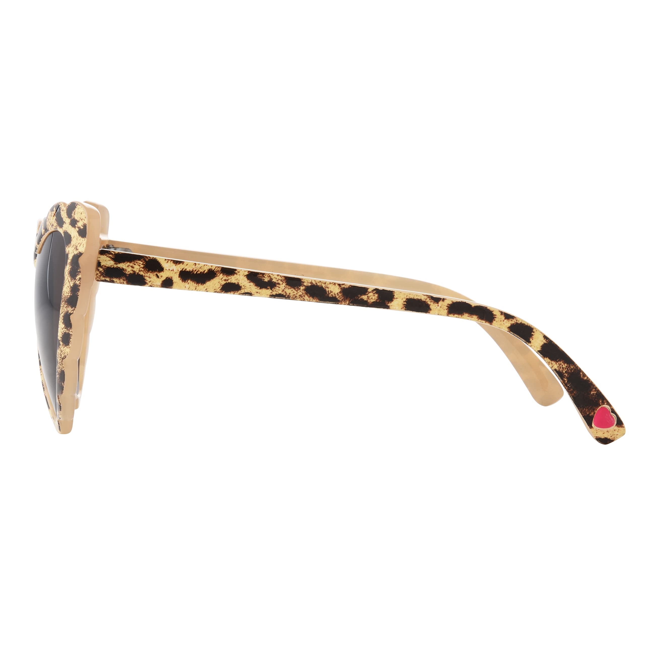 Betsey Johnson Women's Queen of Hearts Sunglasses Heartshape, Beige/Brown Leopard, 53mm