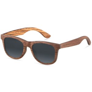 ANDWOOD Wood Sunglasses Polarized for Men Women UV Protection Wooden Sun Glasses Bamboo Shades Walnut Black Handmade