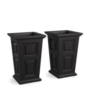 Mayne Wyndham 24in Tall Planter - 2 Pack - Black - Built-in Water Reservoir (7829-B)