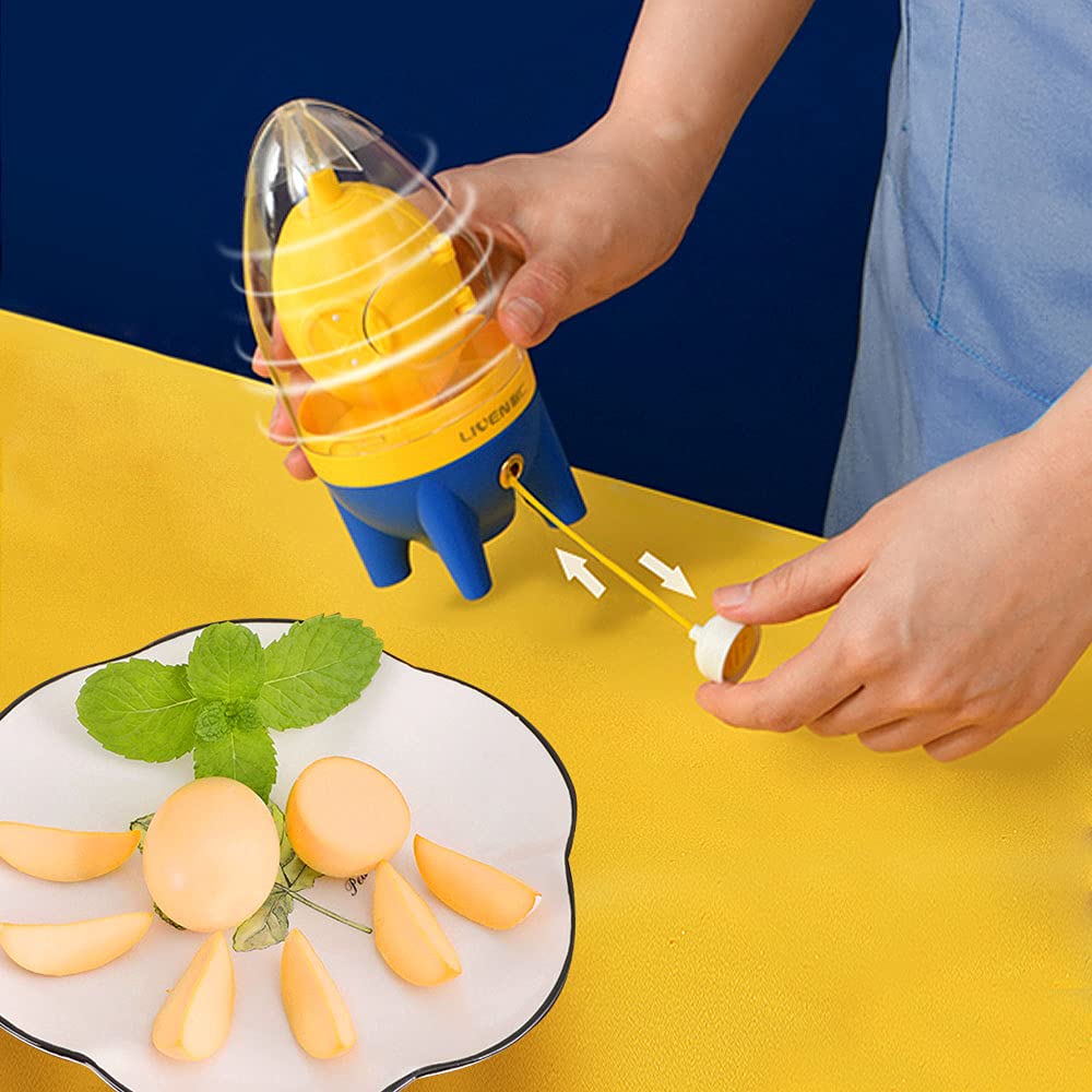 Golden Egg Maker Manual Puller, Portable Egg Spinner Scrambler in Shell for Boiled Golden Eggs, Silicone Shaker Whisk Yolk Mixer with Drawstring, Egg Homogenizer for Kitchen Cooking