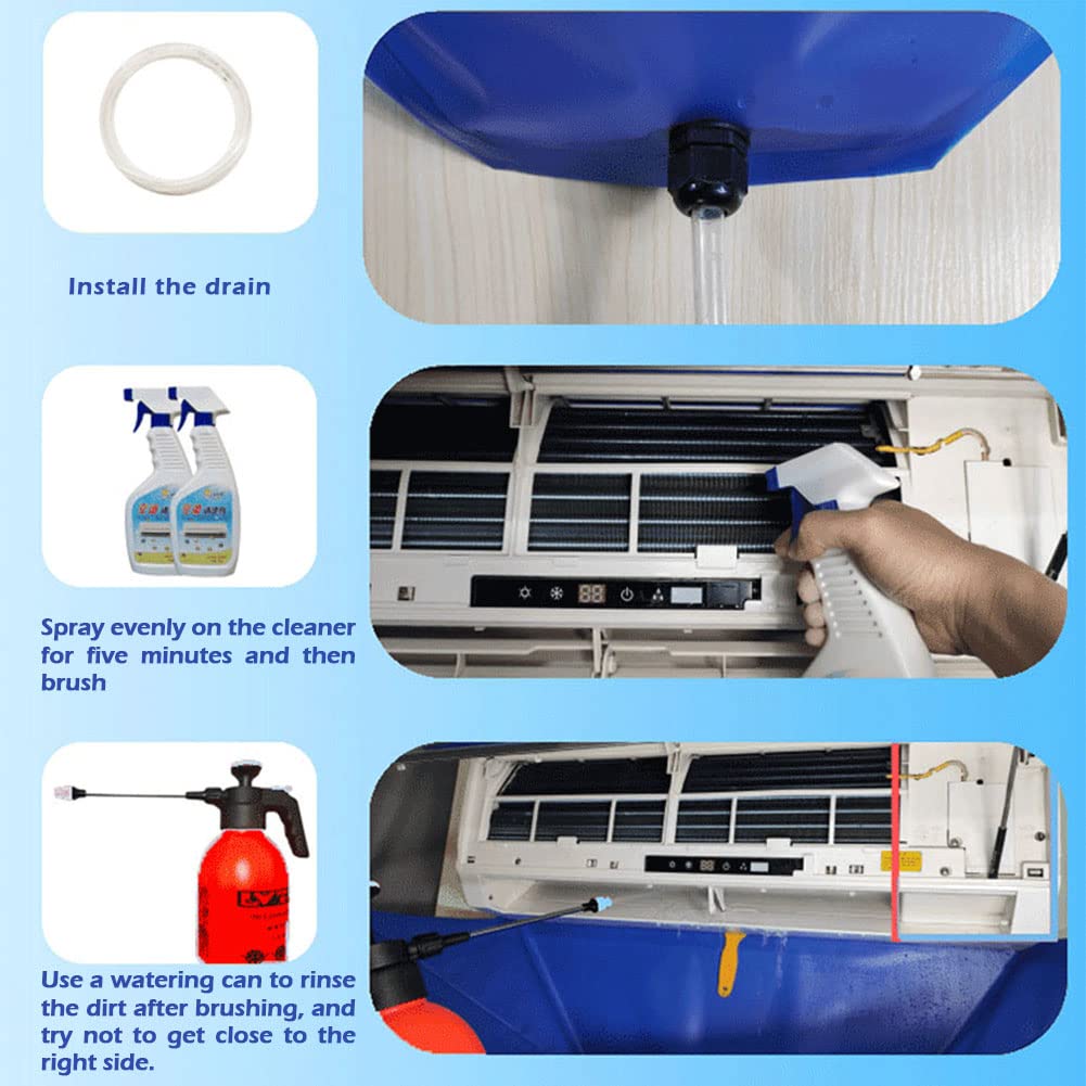 Air Conditioner Cleaning Cover Kit, Waterproof Wall Mounted Split Air Conditioner Dust Washing Clean Cover with 2.4mWater Pipe - Mini Split Clean Bag for Household 1~1.5P(size:135x60cm)