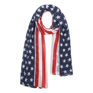 E-Clover Scarfs for Women American Flag Scarf Patriotic Scarves Beach Wraps for Summer Fall USA 4th of July Gifts