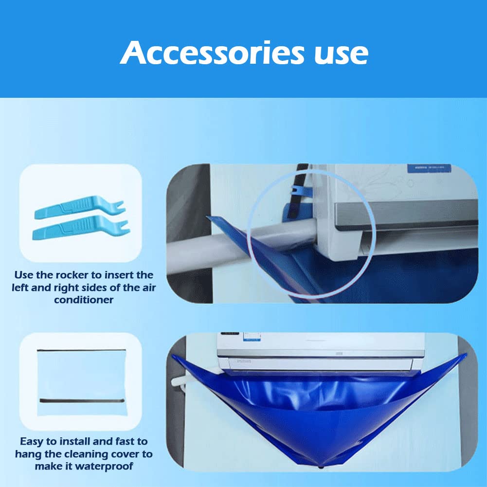 Air Conditioner Cleaning Cover Kit, Waterproof Wall Mounted Split Air Conditioner Dust Washing Clean Cover with 2.4mWater Pipe - Mini Split Clean Bag for Household 1~1.5P(size:135x60cm)