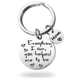 mothers day keychain from daughter, mom keychain gift for birthday christmas - everything i am you helped me to be