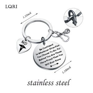 LQRI MD Gifts Keychain Medical Doctor Gifts New Doctor Gifts MD Med Medical School Graduation Gifts Student Doctor Gifts (silver)