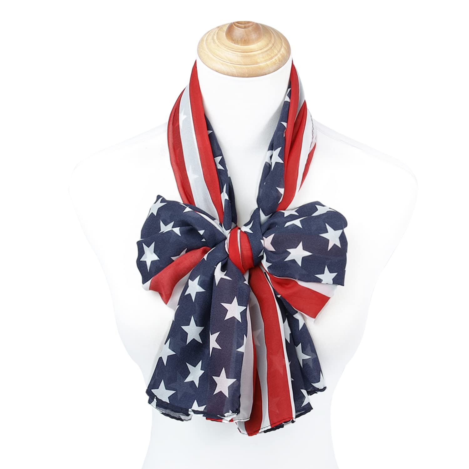 E-Clover Scarfs for Women American Flag Scarf Patriotic Scarves Beach Wraps for Summer Fall USA 4th of July Gifts