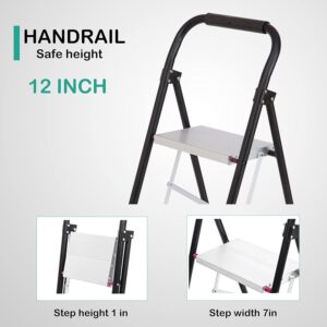 LEADALLWAY 3 Step Ladder Dolly Cart 2-in-1 Portable No-Slip Folding Step Stool