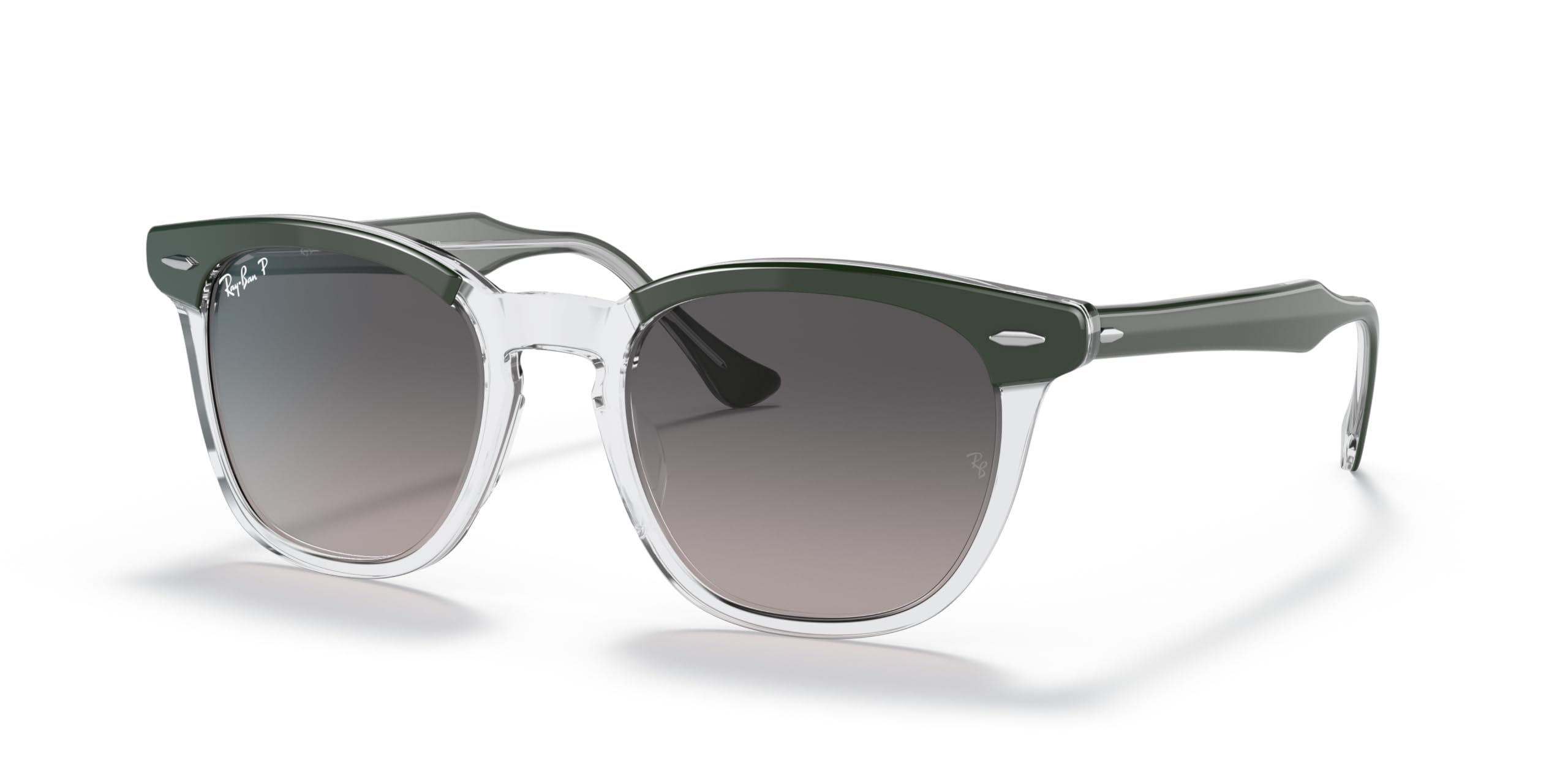 Ray-Ban Unisex Sunglasses Green On Transparent Frame, Grey Lenses, 52MM