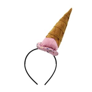 Nicky Bigs Novelties Unisex Adult Food Vendor Ice Cream Cone Mini Hat on Headband Parlor Costume Party Supplies