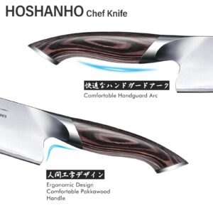 HOSHANHO Kitchen Knife in Japanese Steel AUS-10, High-Class Chef's Knife 8 inch Professional Cooking Knife, Non-slip Ultra Sharp Knife with Ergonomic Handle