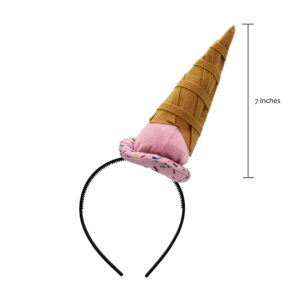 Nicky Bigs Novelties Unisex Adult Food Vendor Ice Cream Cone Mini Hat on Headband Parlor Costume Party Supplies