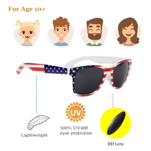 YQVIE Bulk American Flag Sunglasses Retro 90s Style Sunglasses for Men Women Independence Day Party Supplies UV400 Protection (20Pack)