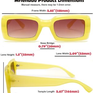 Mriendao Yellow Sunglasses for Women Men, Retro 90s Rectangle Sun Glasses Shades, Fashion Yellow Accessories