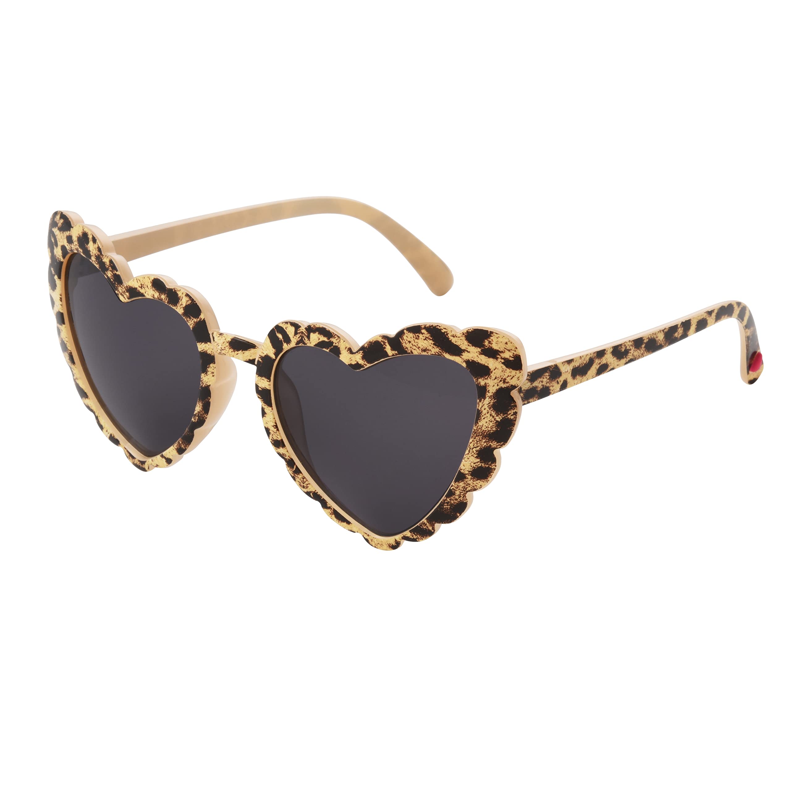 Betsey Johnson Women's Queen of Hearts Sunglasses Heartshape, Beige/Brown Leopard, 53mm