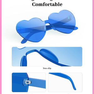 Gaiatop Heart Sunglasses for Women Candy Color Transparent Rimless Heart Glasses for Girls Cute Heart Shaped Sunglasses